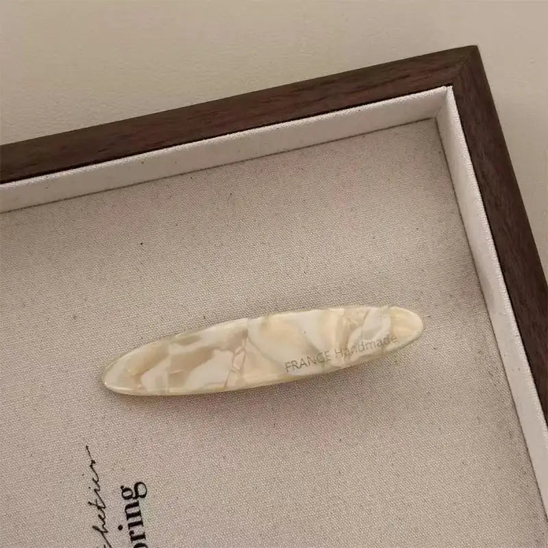 Elegant French Style Hair Clips for Women Simple Retro Oval Acetic Acid Barrettes L additional angle