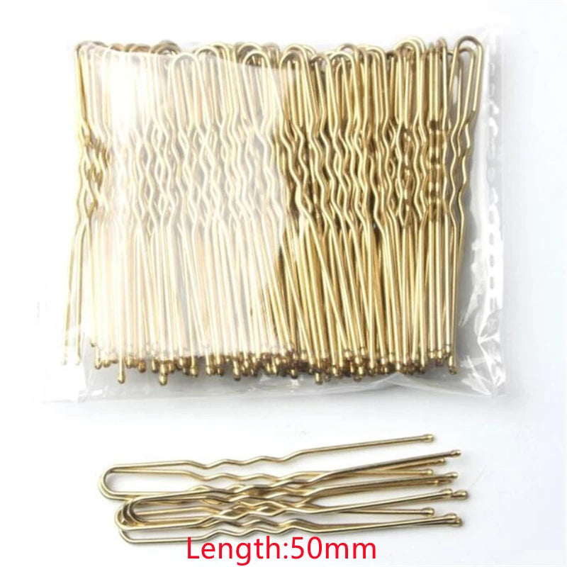 50 Pcs/Bag 5 6 7cm U Shaped Alloy Hairpins Waved Hair Clips Simple Metal Bobby Pins B lifestyle view