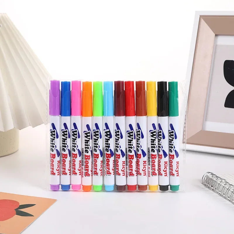 Montessori Magical Water Floating Student Painting Brush Whiteboard Markers Pen Suspen close-up view