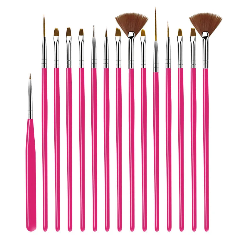 5/20Pcs Nail Art Brush Design Tip Painting Drawing Carving Dotting Pen FlatFan Liner Acr detail view