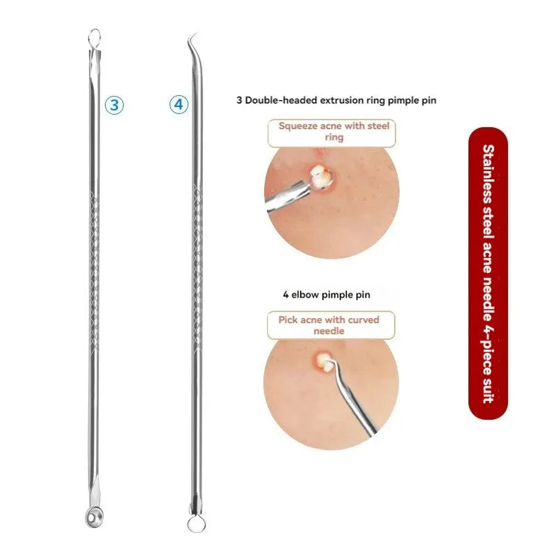 Stainless Steel Beauty Needle Acne Remover Set 4 Pcs