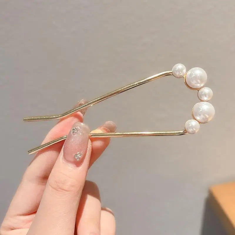 1Pcs Pearl Hair Fork Hair Clip Hairpins Metal U-Shaped Hair Sticks Combs Women Girl Hair Accessories Ornament Styling Tool〔CC55〕