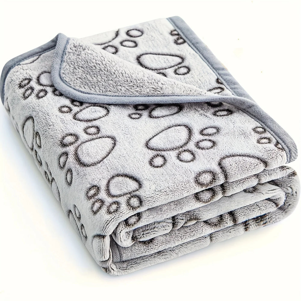 1pcs Ultra-Soft Paw Print Dog Blankets - Machine Washable, Cozy Pet Pillow Pads for I alternate view