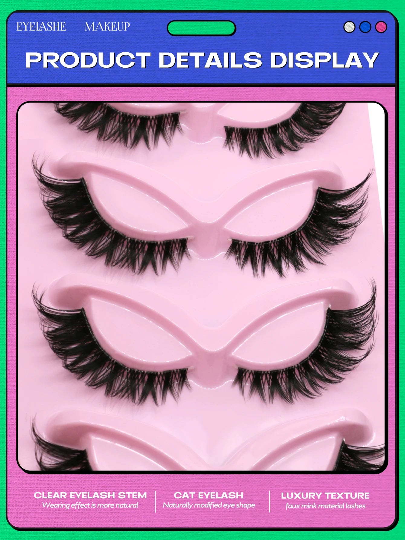 Faux Mink Eyelashes Clear Band Lashes Natural Look Wispy False Lashes Makeup close-up view