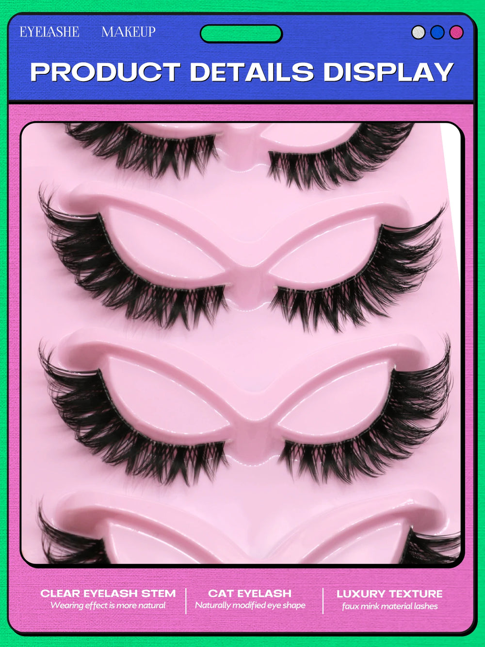 Faux Mink Eyelashes Clear Band Lashes Natural Look Wispy False Lashes Makeup close-up view