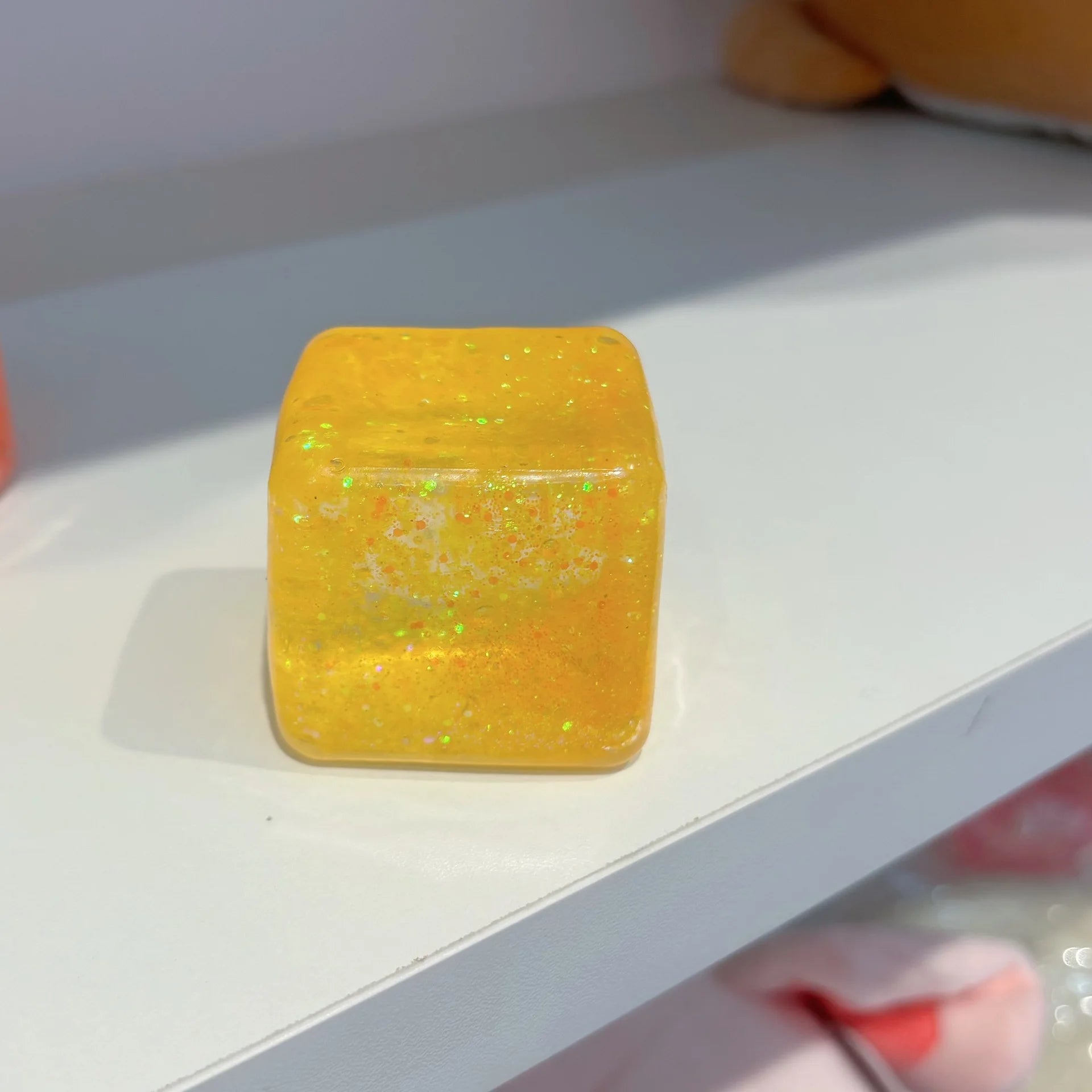 New Ice Cube Shaped Fidget Toy Square Stress Relief Ball Squishy Squeeze Anxiety ADHD lifestyle view