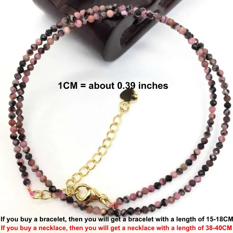 Faceted Gemstone Beaded Necklace and Bracelet Set | Natural Crystal Choker Jewelry for M detail view
