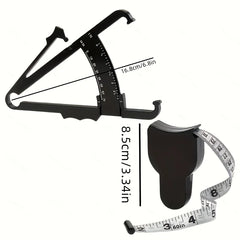 Body fat caliper and Waist Measurement Tape set - handheld fat caliper and tape combinat detail view