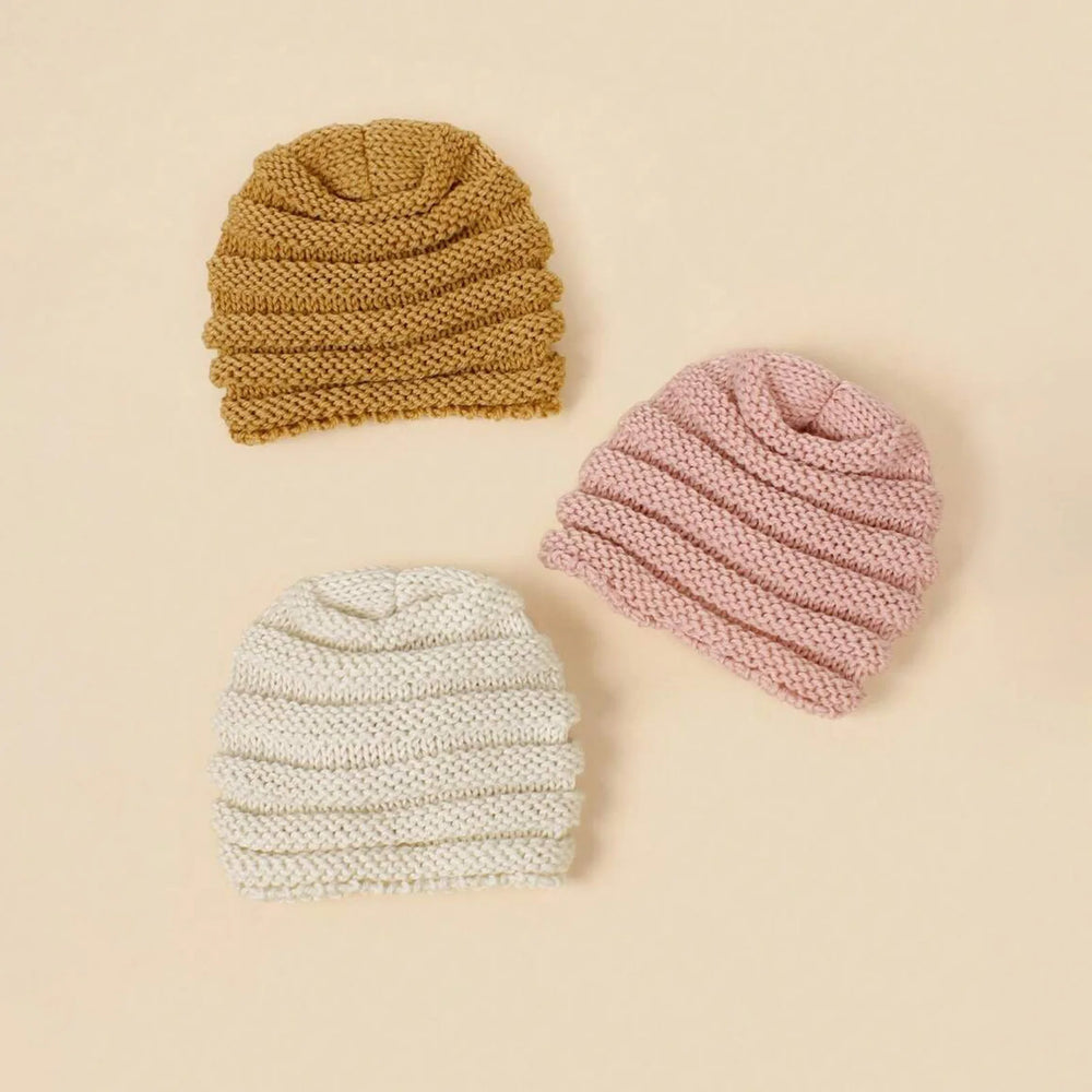 Baby Crochet Turban Hat with Flower Decor | Winter Warm Knit Headwrap for Infant Girl alternate view