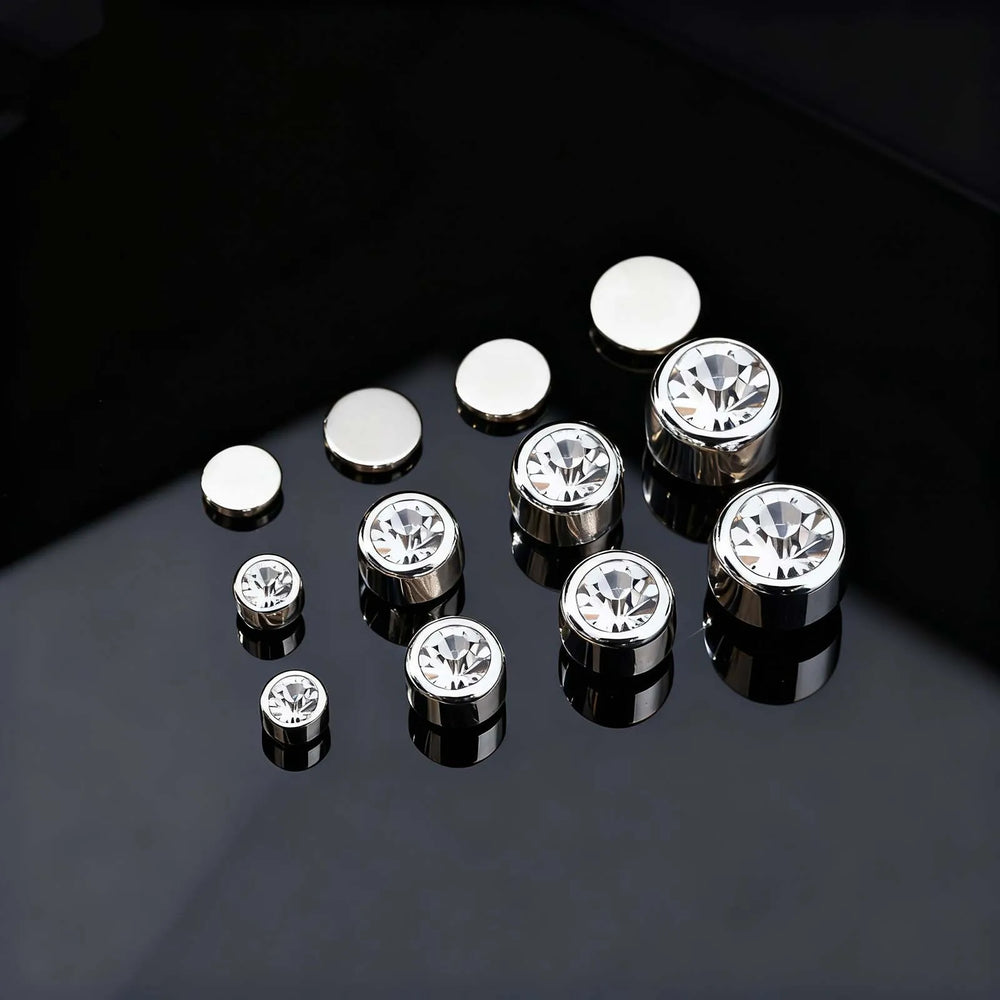 1 Pair Round Zircon Magnetic Ear Stud Clip Earrings for Men Women,Punk Round Zircon Magn detail view