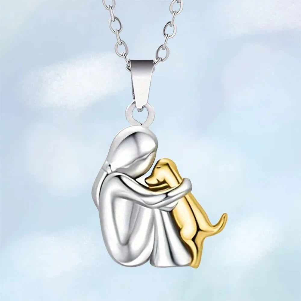 Cute Girl Puppy Pendants Necklaces Fashion Simple Personalized Alloy Women and Dog Neckl detail view
