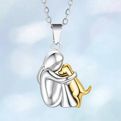 Cute Girl Puppy Pendants Necklaces Fashion Simple Personalized Alloy Women and Dog Neckl detail view