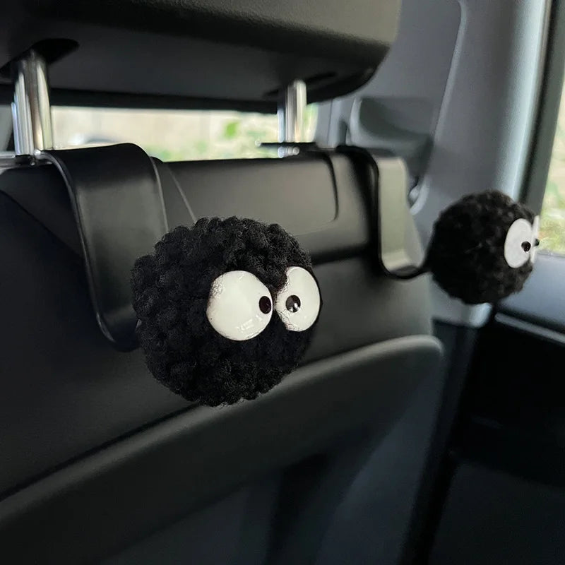 2PCS Cute Cartoon Bear Car Seat Back Hooks Storage Vehicle Headrest Organizer Hanger for Groceries Bag Handbag Car Decoration