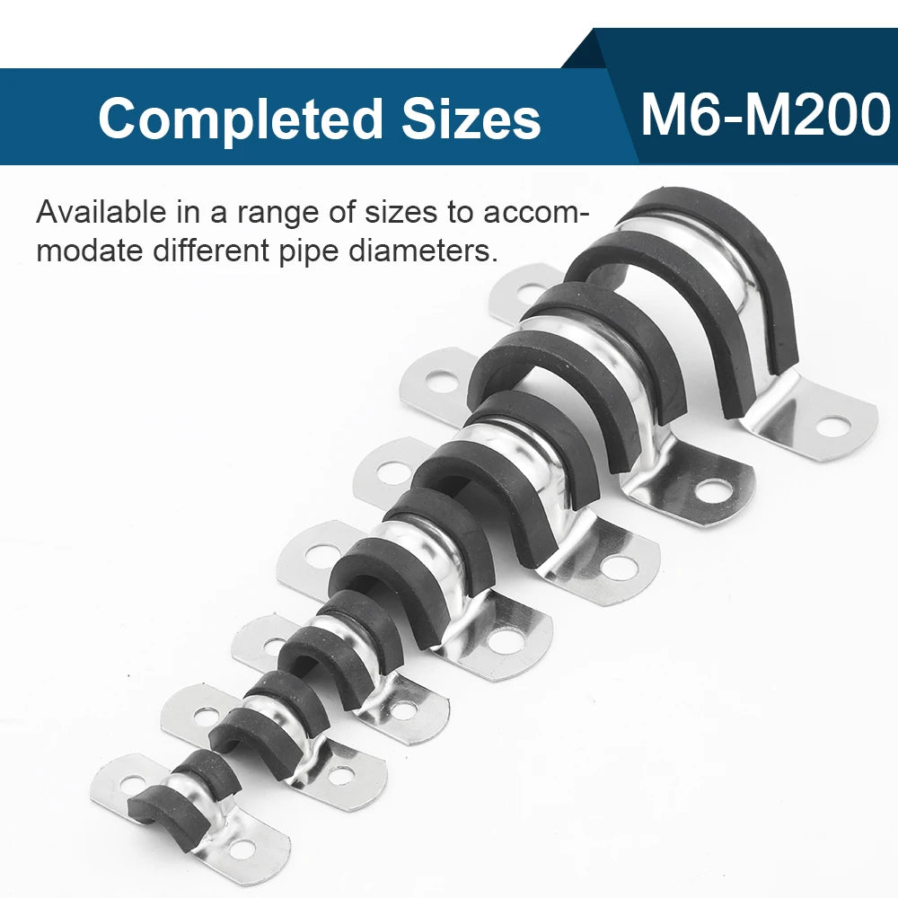 Rubber Lined Pipe Clamp | 6mm-200mm Stainless Steel P Clips for Secure Hose Mounting detail view