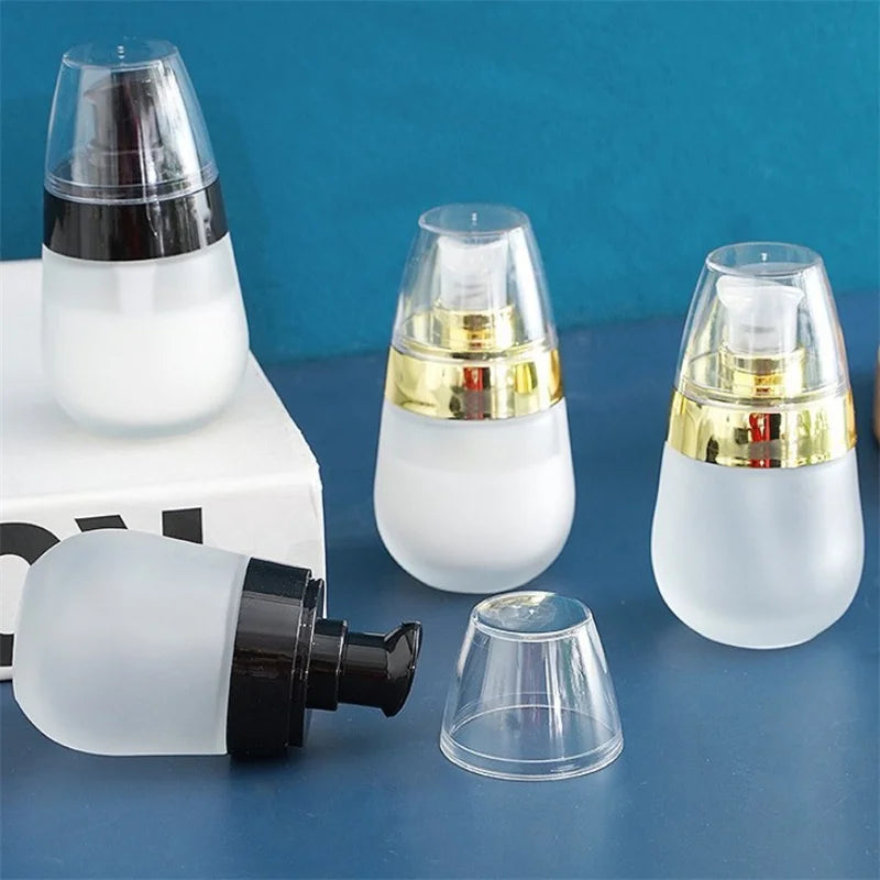 30ml Empty Refillable Frosted Glass Vacuum Bottle | Travel Cosmetic Pump Container alternate view