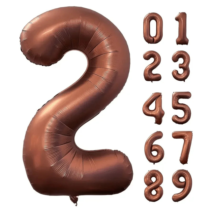 40 Inch Foil Number Balloon Set | Brown Birthday Party Decoration alternate view