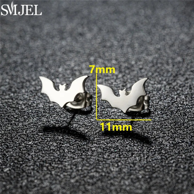 Punk Halloween Earring Black Stainless Steel Ghost Pirate Skull Stud Earrings Women M alternate view