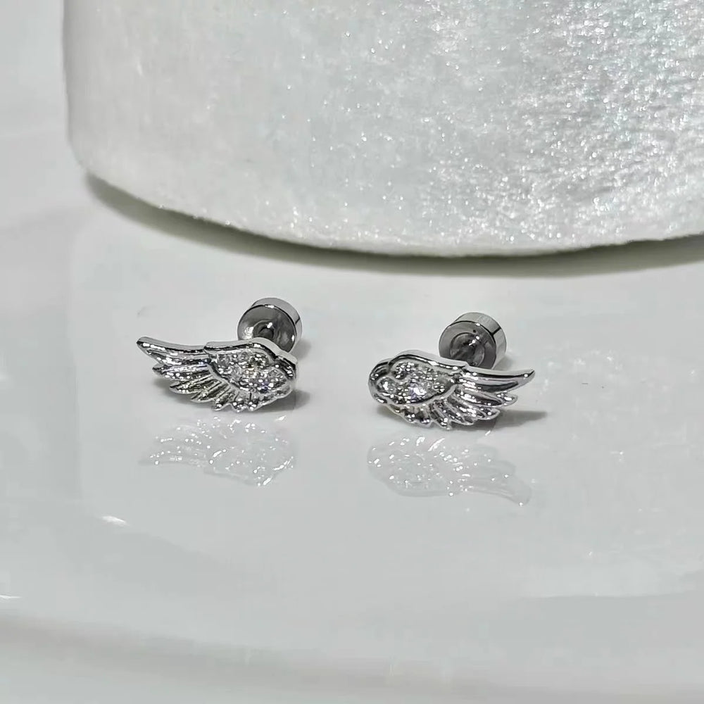 A Pair Vintage Couples Creative Angel Wings Stud Earrings Women Punk Studs Birthday J lifestyle view