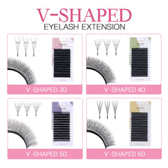 DeceMars V-shaped 3D 4D 5D 6D Eyelash Extensions | Matte Black 12 Rows Tray alternate view
