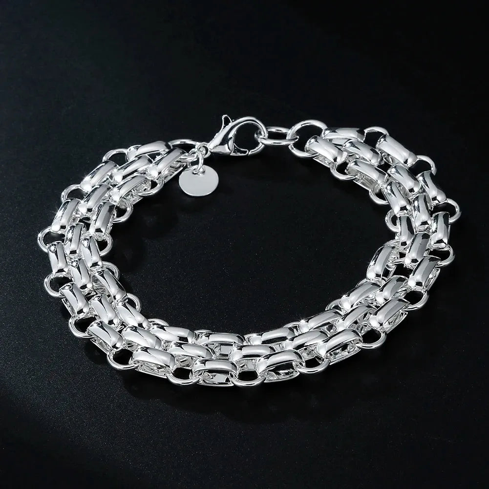 Fine 925 Sterling Silver Noble Nice Chain Solid Bracelet for Women Men Charms Party G lifestyle view