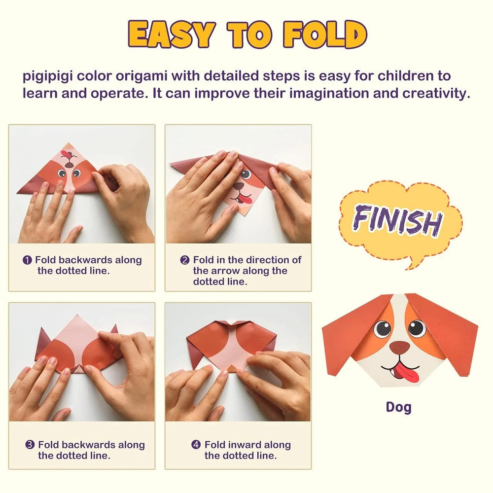 Origami Paper Set 54 Sheets | Double-Sided Folding Paper with Instructions close-up view