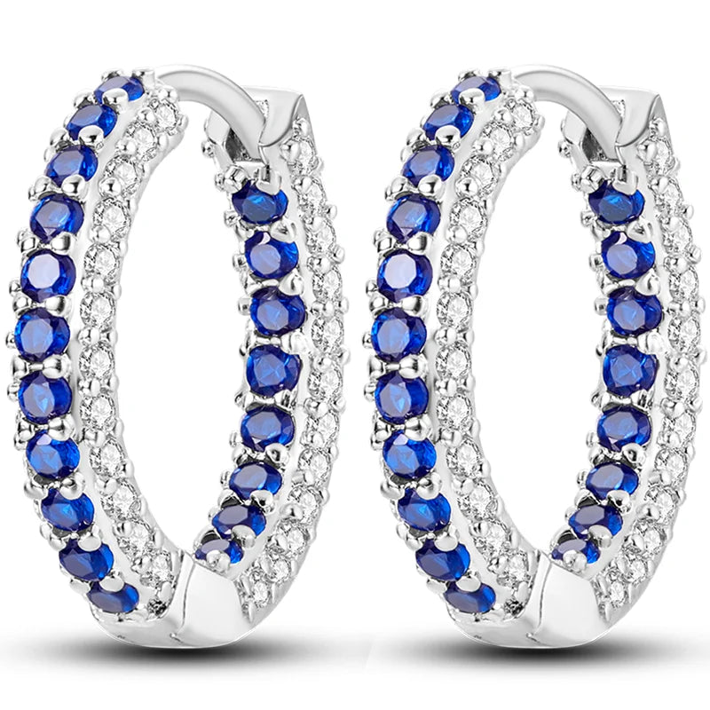 Colorful 925 Sterling Silver Hoop Earrings for Women | Classic Circle Earrings