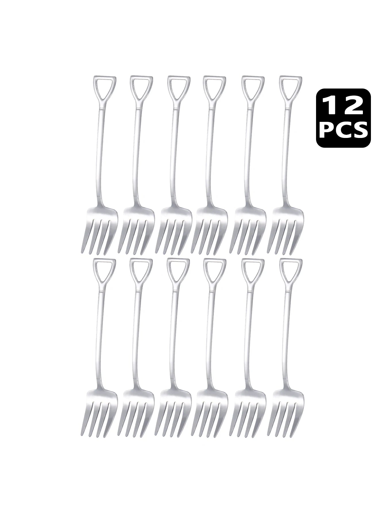 4 8 12 Piece Stainless Steel Dessert Fork Set | Shovel Shaped Small Fruit Fork for Parties