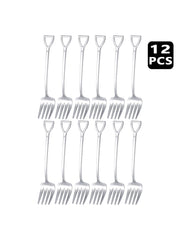 4 8 12 Piece Stainless Steel Dessert Fork Set | Shovel Shaped Small Fruit Fork for Parties