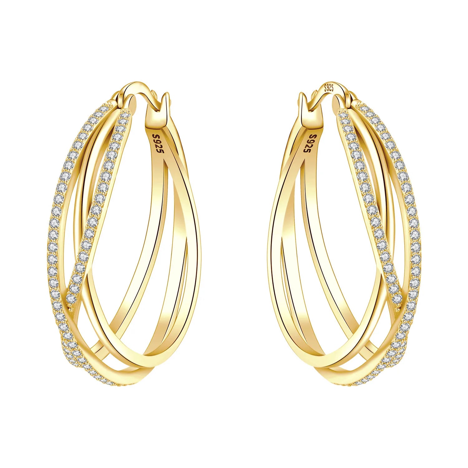Orstarry S925 Sterling Silver 18k Gold Modern Square Earrings Hoop Earrings For Women lifestyle view