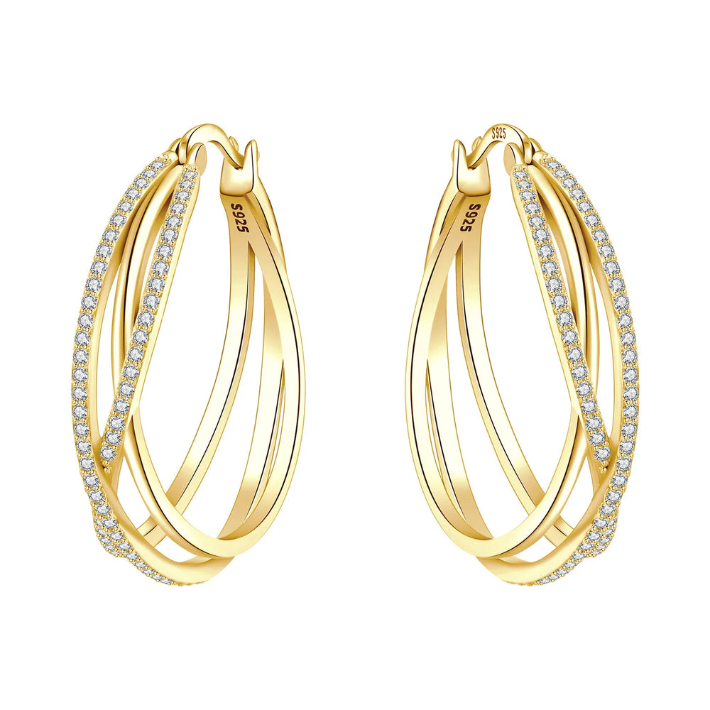 Orstarry S925 Sterling Silver 18k Gold Modern Square Earrings Hoop Earrings For Women lifestyle view