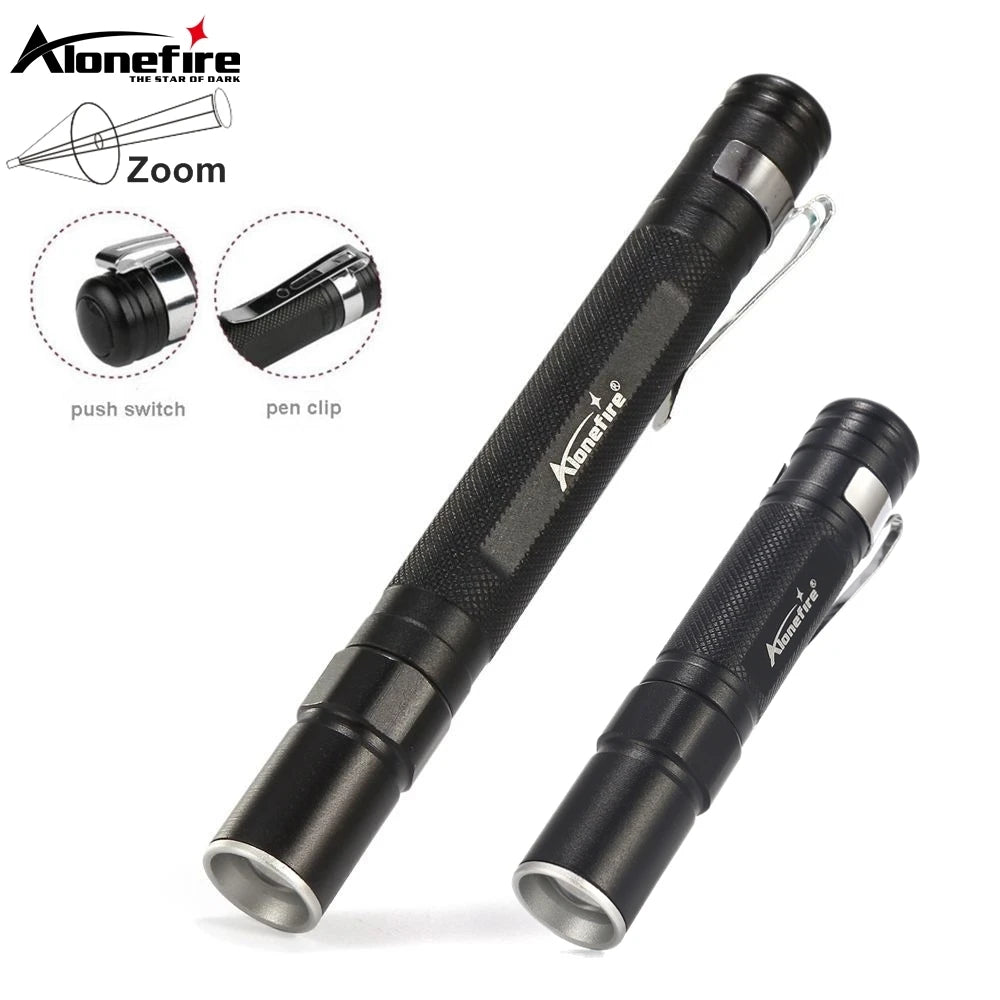 Alonefire 3W XPE LED Mini Penlight Flashlight | Portable Zoom Pocket Torch
