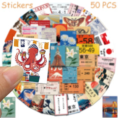 50pcs Japanese Travel Culture Stickers Decals detail view