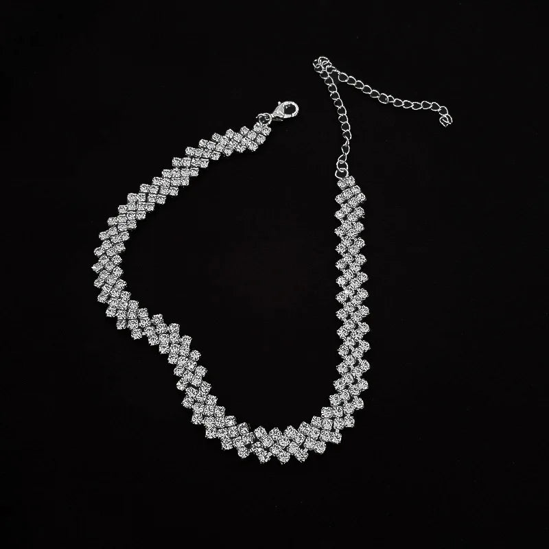 Simple Rhinestone Choker Necklace | Light Luxury Collarbone Chain for Women lifestyle view