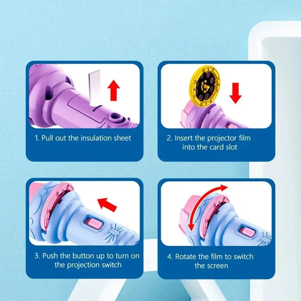 10 Cards Cartoon Projection Flashlight 80 Patterns Creative Children Flashlight Toy P lifestyle view