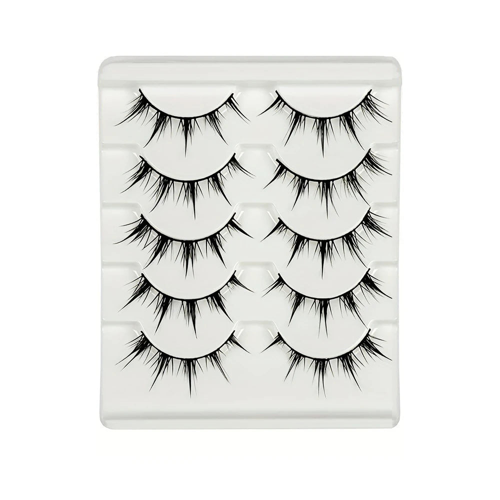 5 Pairs Manga Lashes Natural Look Wispy False Eyelashes Fluffy 3D Volume Spiky Anim additional angle