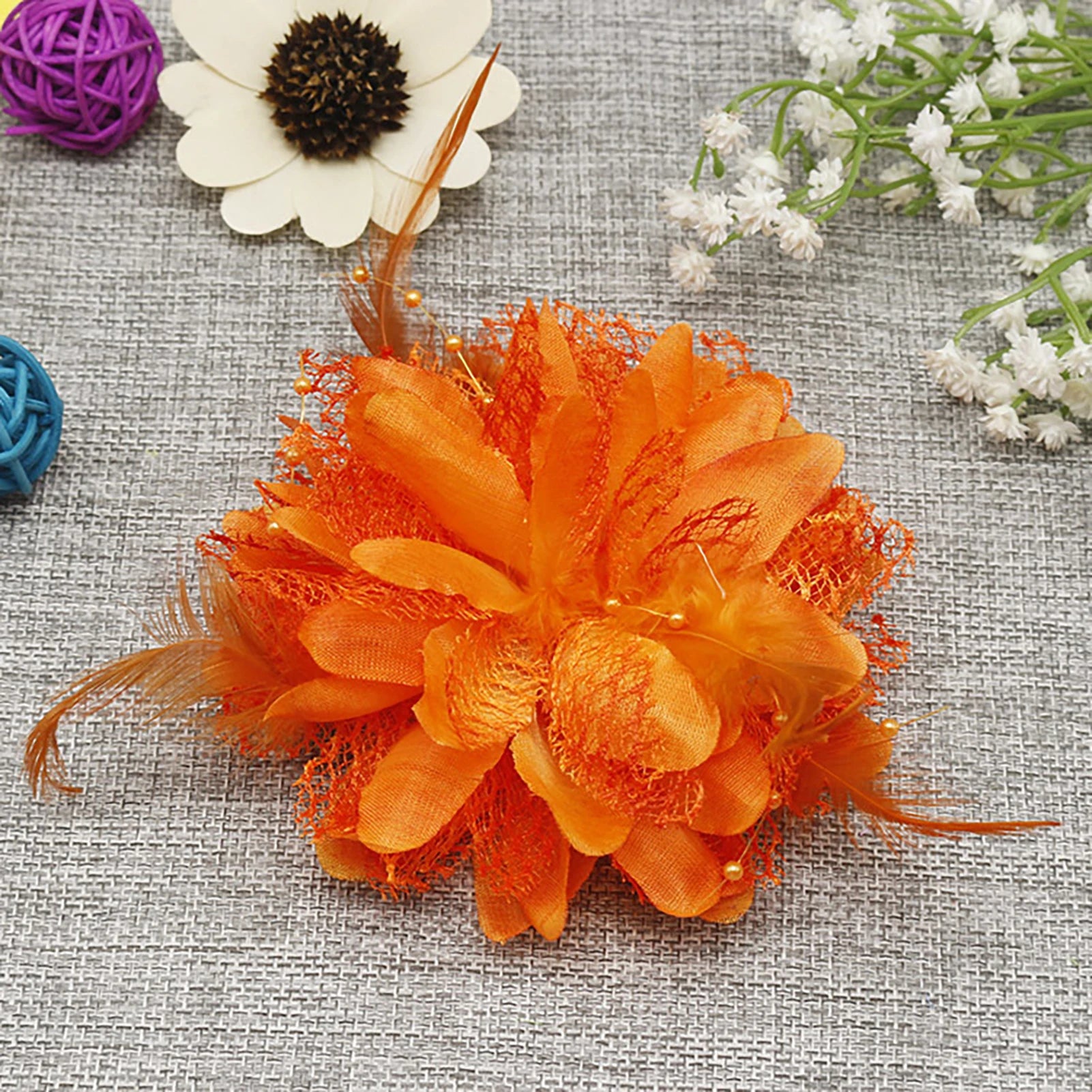 Women's Fashion Flower Feather Bead Corsage Hair Clip Bridal Hairband Brooch Pin Brida Barrettes Hair Accessories Jewelry