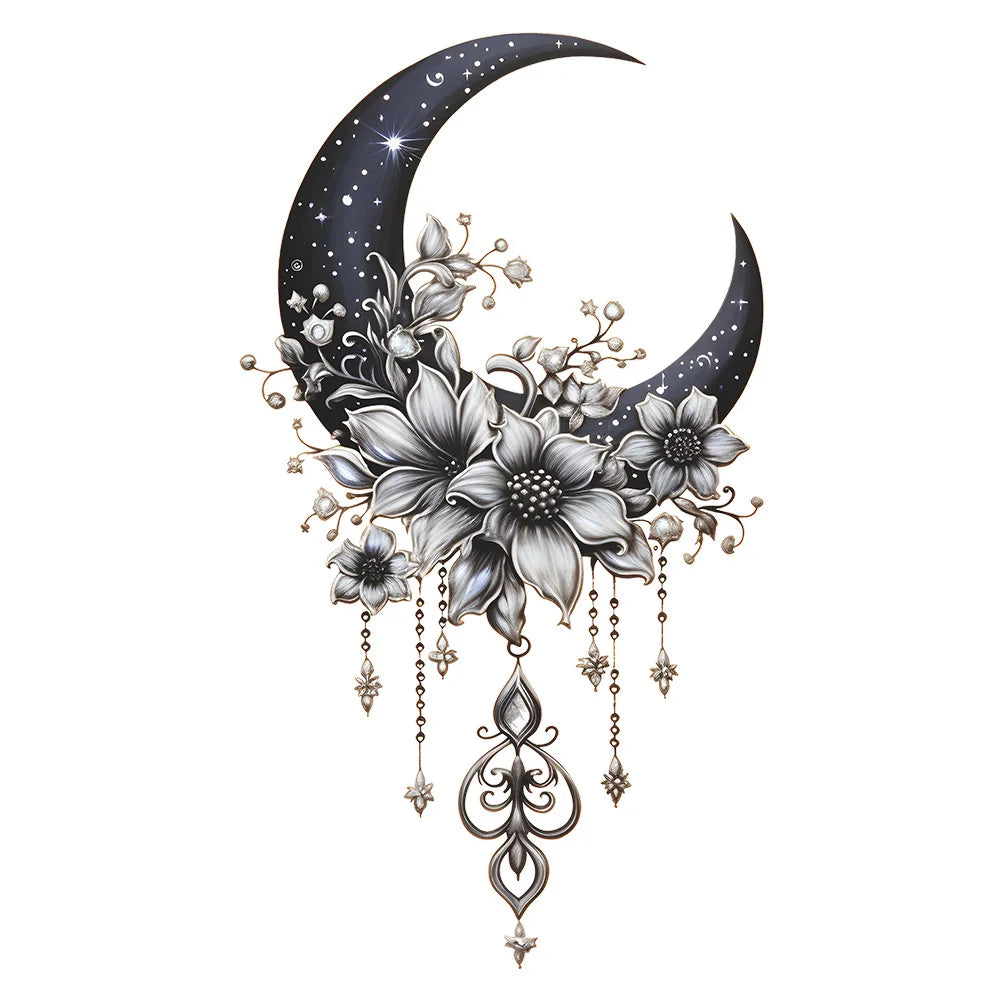 Moon Flower Vinyl Wall Sticker | Girl Room Decoration additional angle