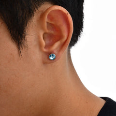 Anti Allergy Round Zircon Stud Earring for Men,AAA CZ Stone Stainless Steel Ear Stud, alternate view