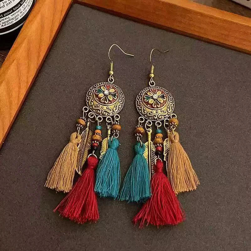 Cute Summer Flower Earrings Handmade Vacation Bohemian Earrings Exaggerated Beach Wom alternate view