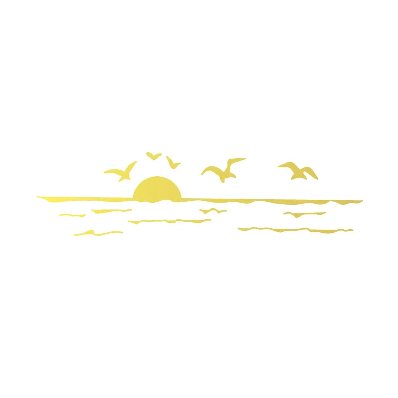 Sunset Over Ocean Scene RV Camper Decal | Beach Sunset Vinyl Sticker for Car Window La close-up view
