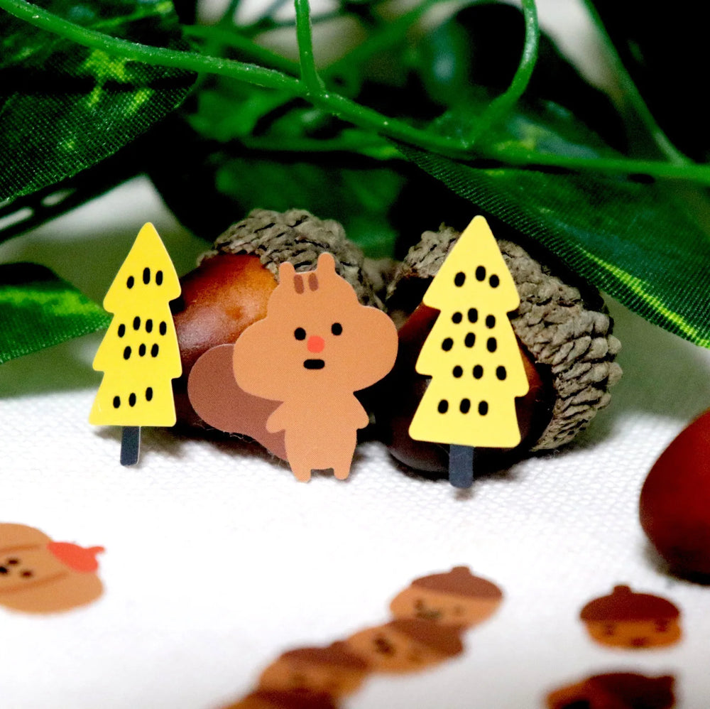 BONITO Kawaii Squirrel Acorn Stickers | Cute Paper Stickers for Scrapbooking and Journal detail view