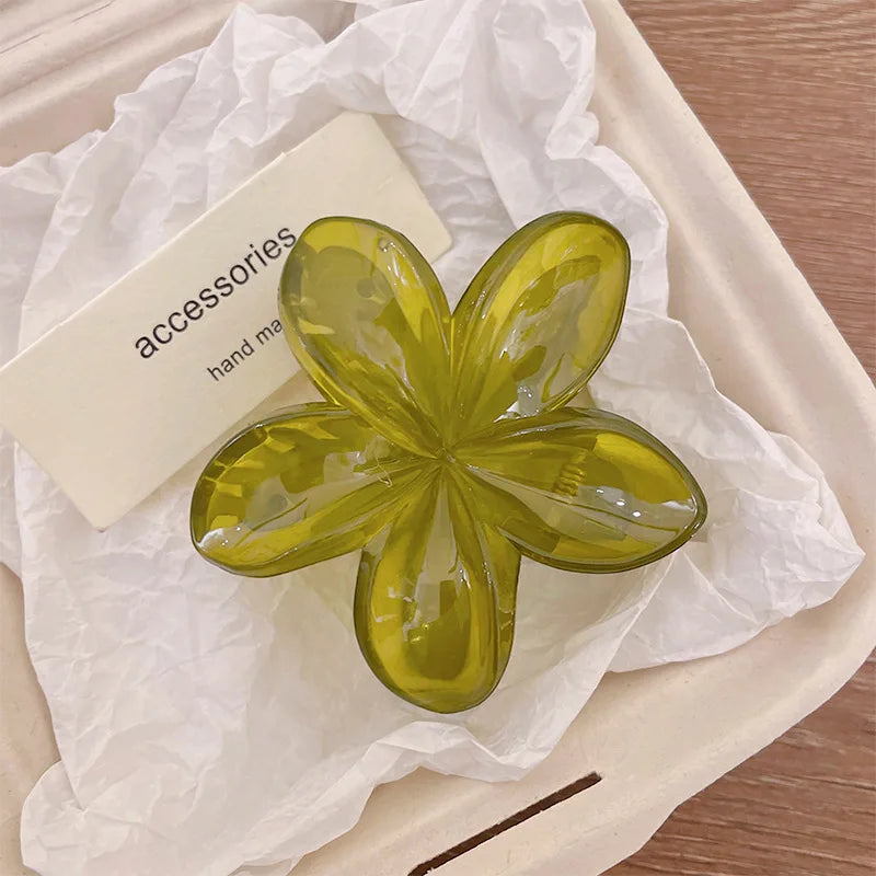 Korean Hawaiian Gradient Flower Hair Claw Clip For Women Girl Fashion Plastic Non Sli alternate view