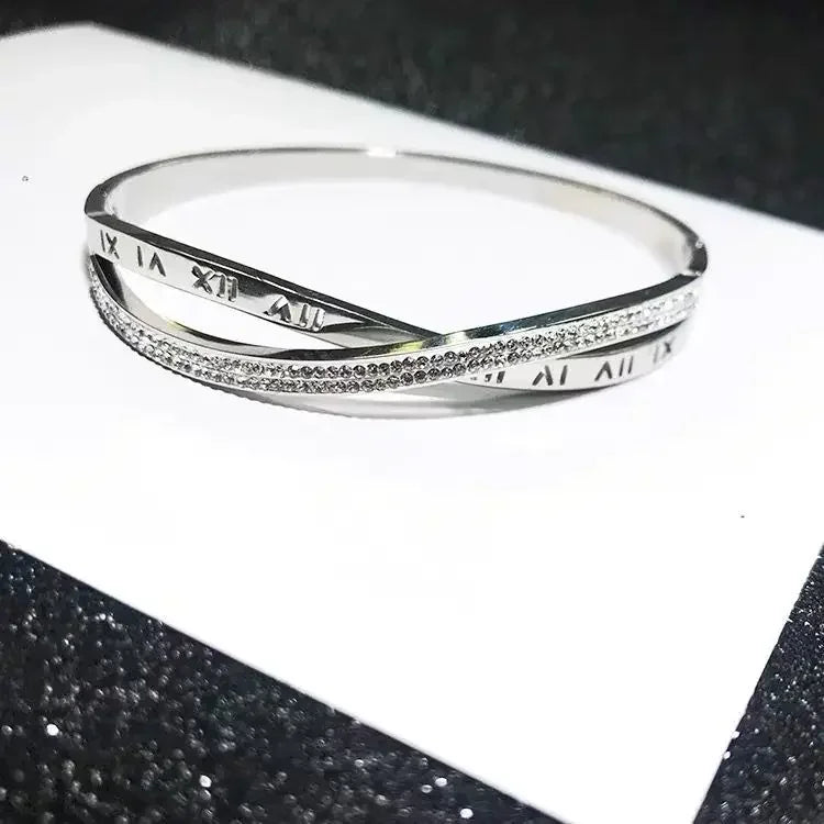 Roman Numerals Bracelet For Women Stainless Steel Jewelry Accessories Luxury Bracelet lifestyle view