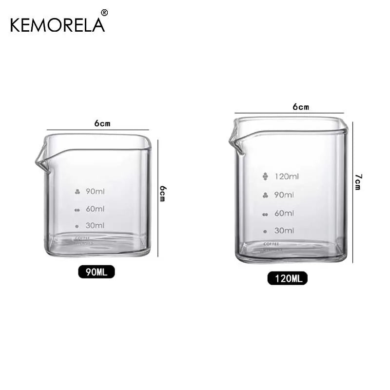 Square Measuring Pitcher Single Spout 90/120ML Clear High Borosilicate Glass Milk C additional angle