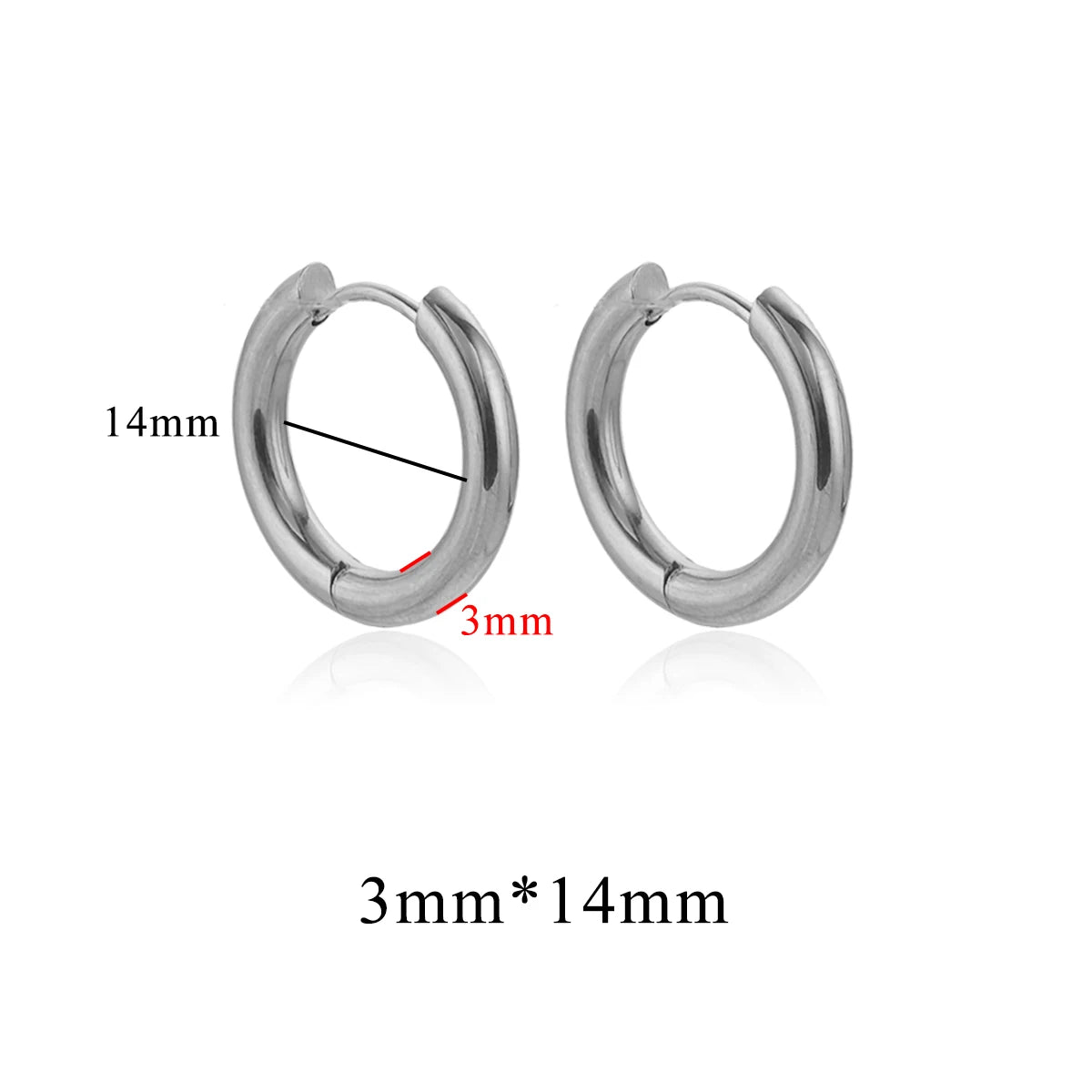 6pcs Stainless Steel 3mm 4mm Hoop Earrings | PVD Gold Plated Korean Round Earrings additional angle
