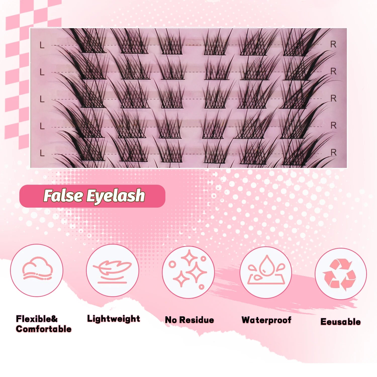 Natural Eyelash Clusters DIY 3D Cat Eye Lashes | C Curly Individual Lashes close-up view