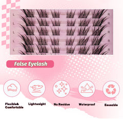Natural Eyelash Clusters DIY 3D Cat Eye Lashes | C Curly Individual Lashes close-up view