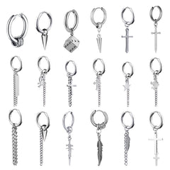 1 Pairs Fashion Punk Gothic Stainless Steel Drop Earrings Studs for Women Men Gothic Street Pop Hip