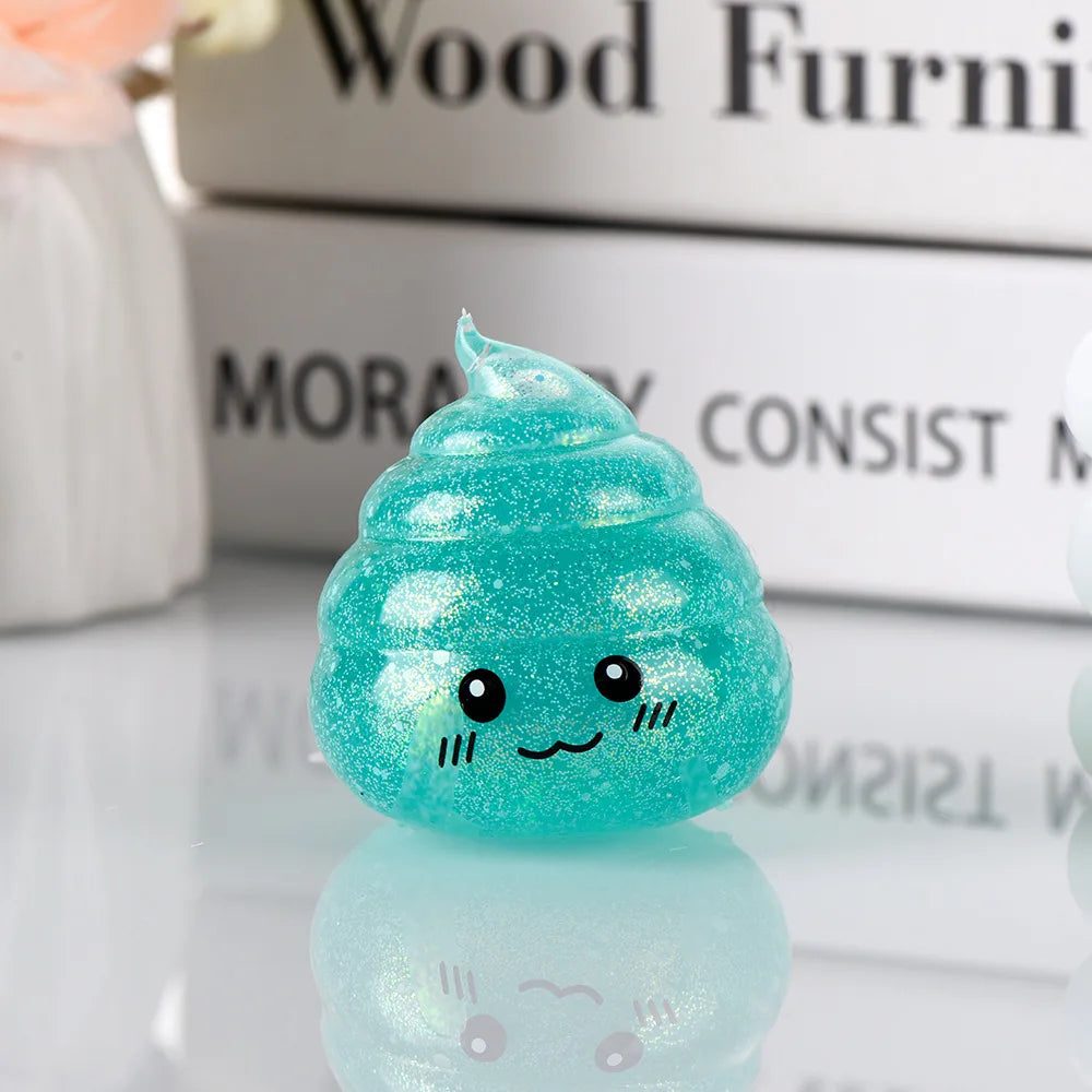 Novelty Squishy Poo Stress Ball Squishies Toys Glitter Funny Stretch Squeeze Fidget Toys detail view