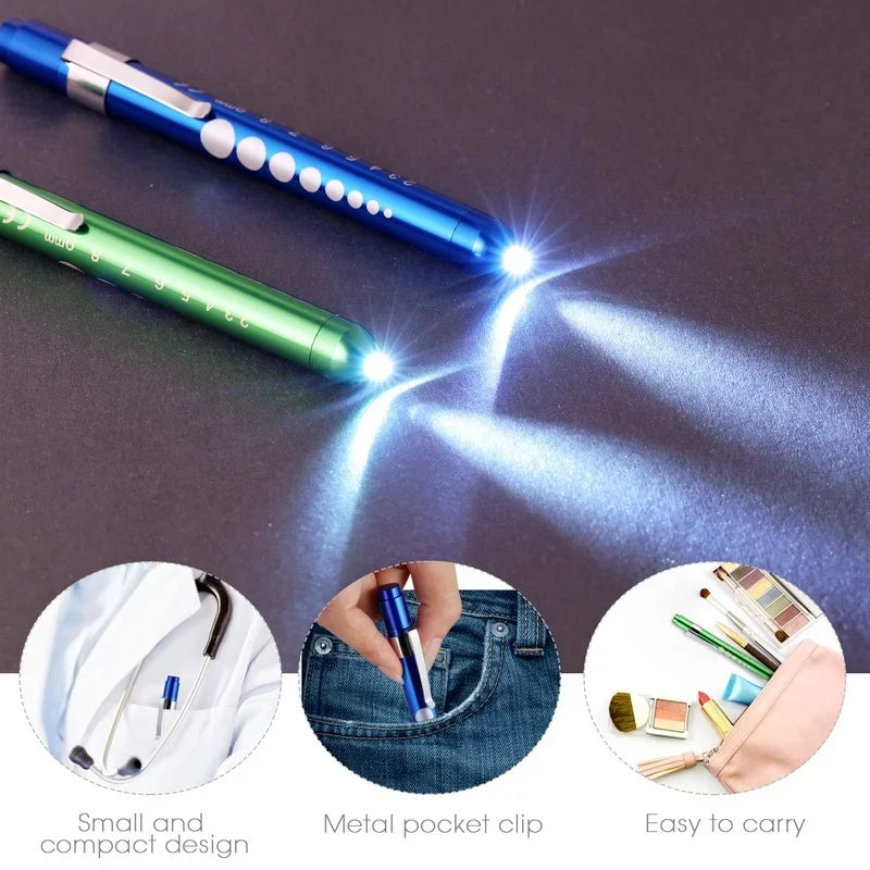 2Pcs Medical Pen Light Flashlight | LED Diagnostic Torch with Pupil Gauge for Docto additional angle